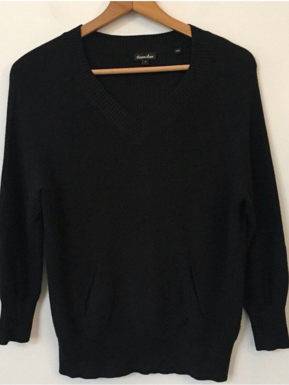 Steven Alan Black V-Neck Pullover Sweater women’s S 100% cotton